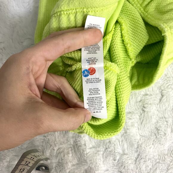 Aerie Neon Green Jersey Knit Comfy High Waisted Beach Party Sweat Shorts S - Picture 4 of 7